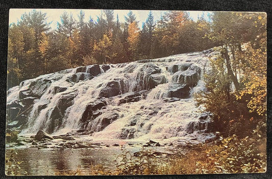 Bond Falls along the Ontonagon River inn Michigan’s Upper Peninsula - Photo by Don Bingham - Vintage Michigan Waterfall Postcard