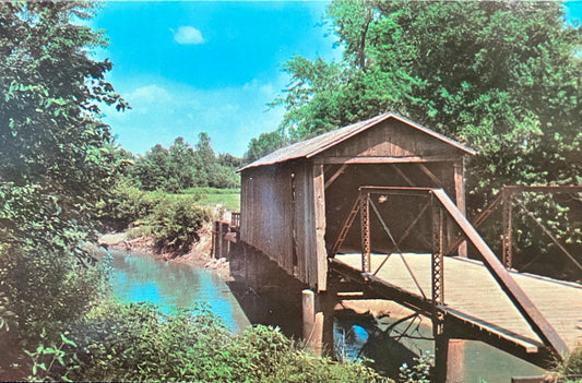 Covered Bridge in Iowa - Delta Bridge - Vintage Covered Bridge Postcard