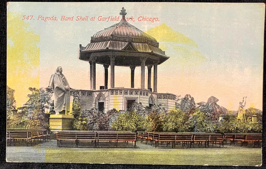 Pagoda, Band Shell at Garfield Park, Chicago. 1900 - Vintage Chicago Park Postcard - Garfield was Assassinated in 1881
