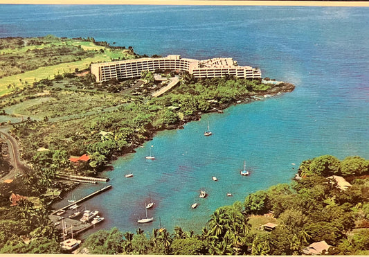 Aerial View of the Kona Surf on Hawaii - Vintage Hawaii Postcard
