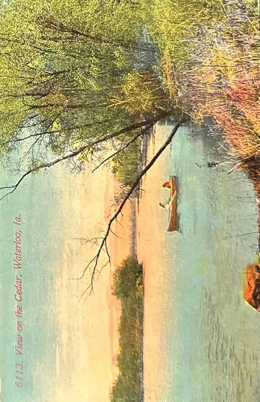 View on the Cedar - Waterloo, Iowa- Vintage Postcard