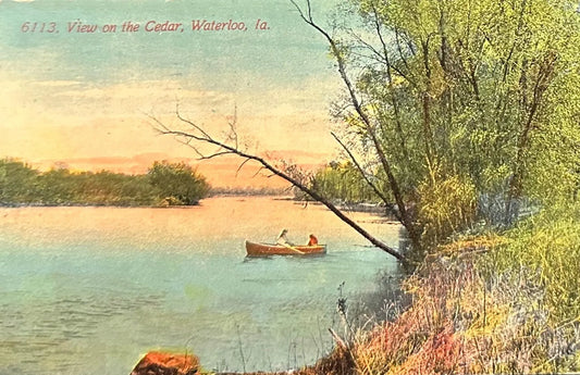 View on the Cedar - Waterloo, Iowa- Vintage Postcard