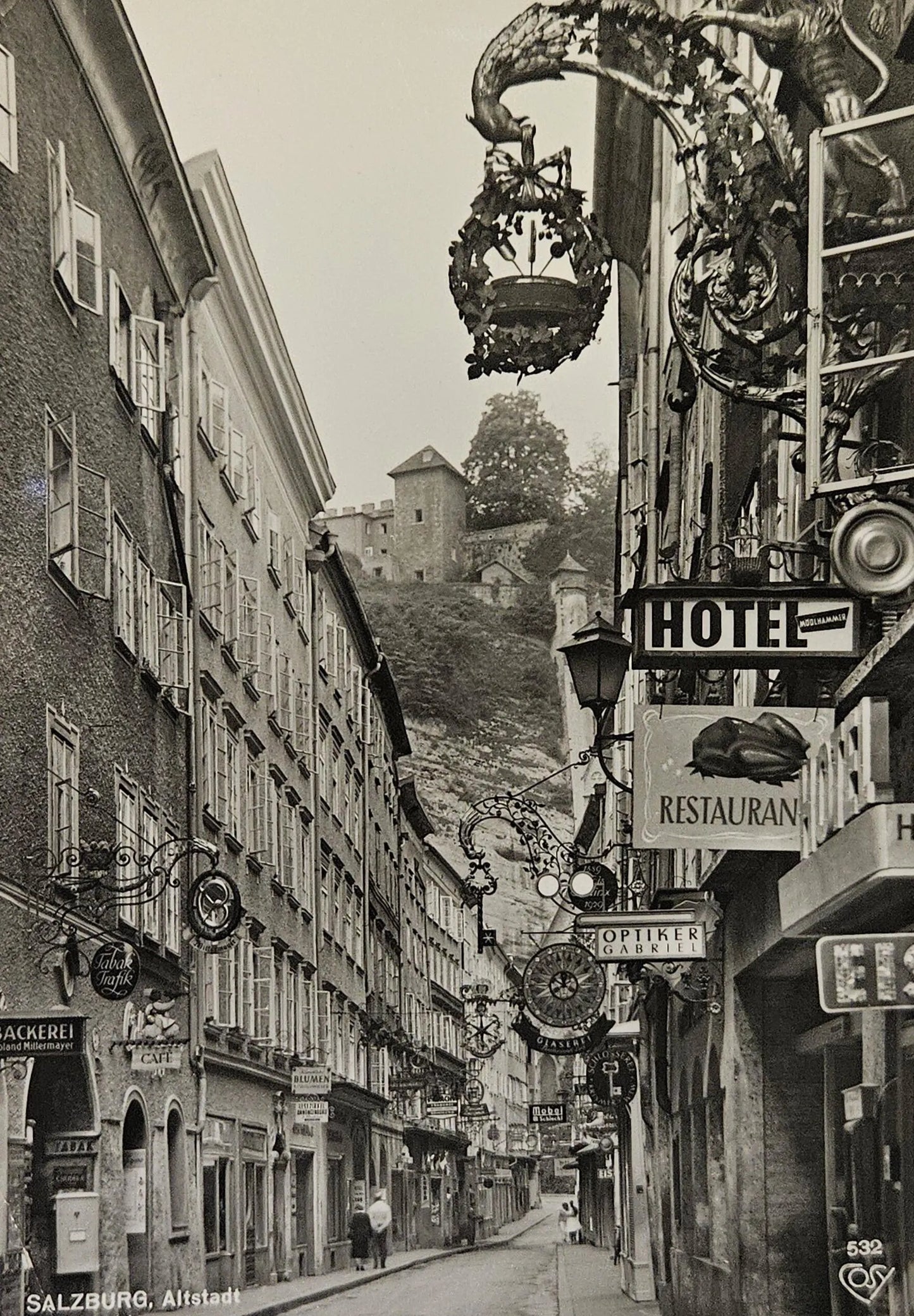 RPPC Salzburg Austria 1940s Downtown Street With Shops  - Vintage International  Real PhotoPostcard