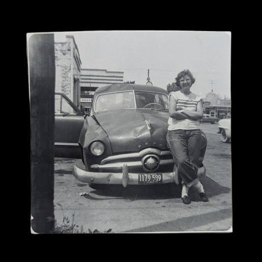 Black And White Photo Series of a Woman and a 1949 Ford - She loved the Ford the Man and the Farm - 4 sold as a set