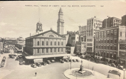 Faneuil Hall, “Cradle of Liberty,” Built 1763, Boston, Massachusetts - Vintage 1930s Postcard - Real Photo postcard
