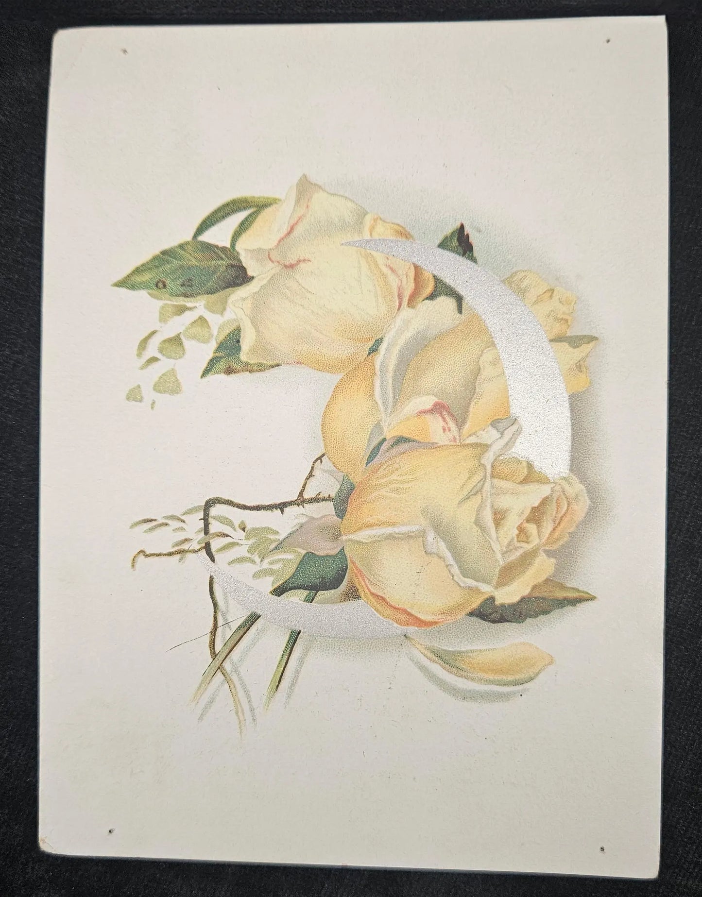 Lion Coffee, Toledo Ohio Trade Card  - Yellow Rose And Silver Metallic Crescent Moon - Advertisement