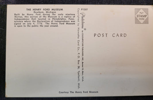 Henry Ford Museum - Dearborn, Michigan - Vintage Postcard