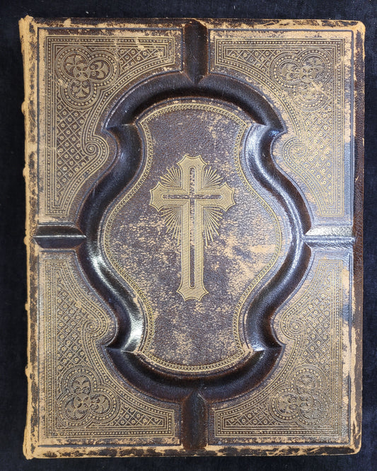Family Catholic Bible with Illustrations and Ephemera - Late 1800s (1864-1870)
