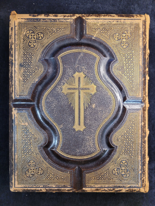 Family Catholic Bible with Illustrations and Ephemera - Late 1800s (1864-1870)