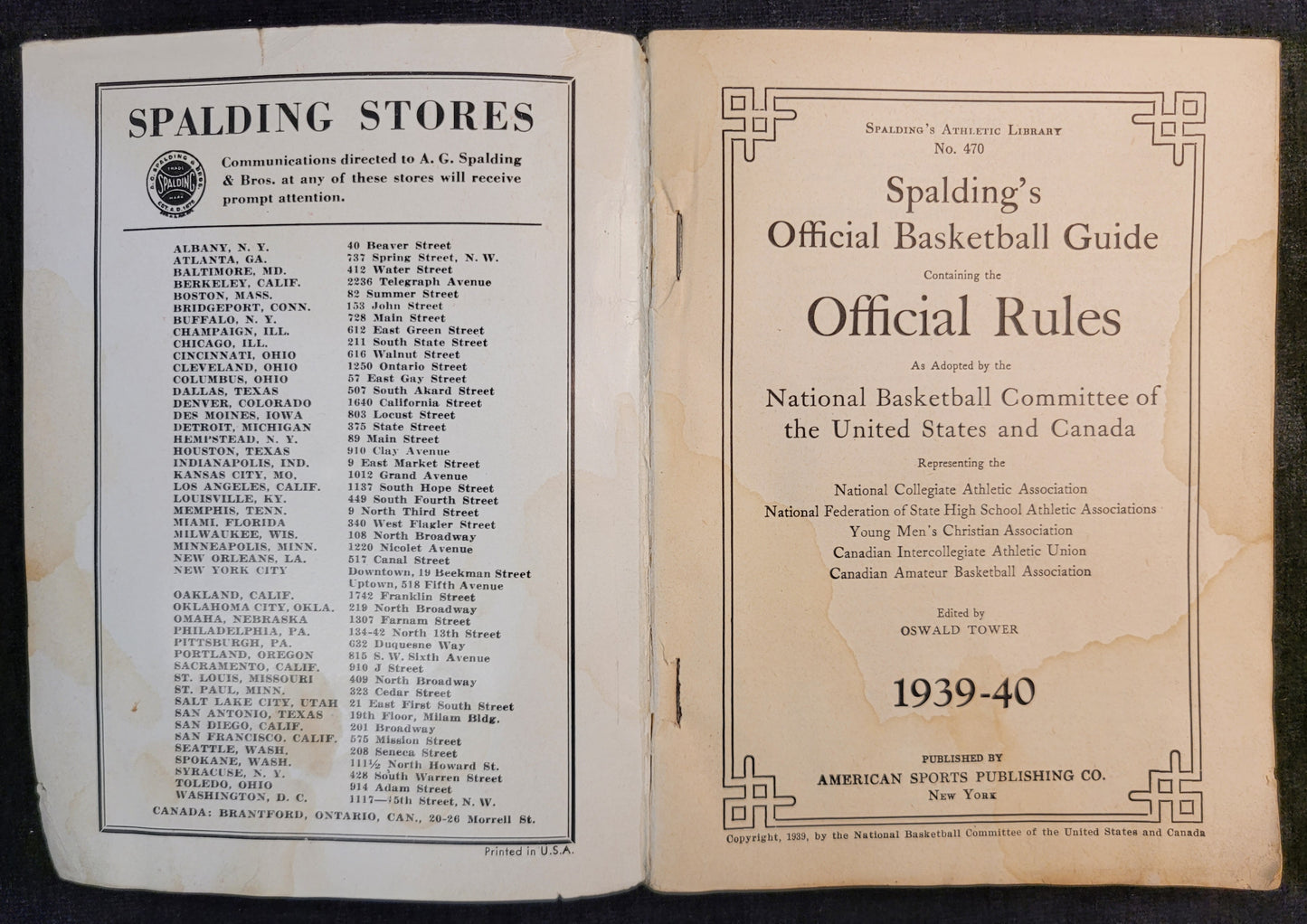 Spalding's Basketball - Official Guide - 1939-1940