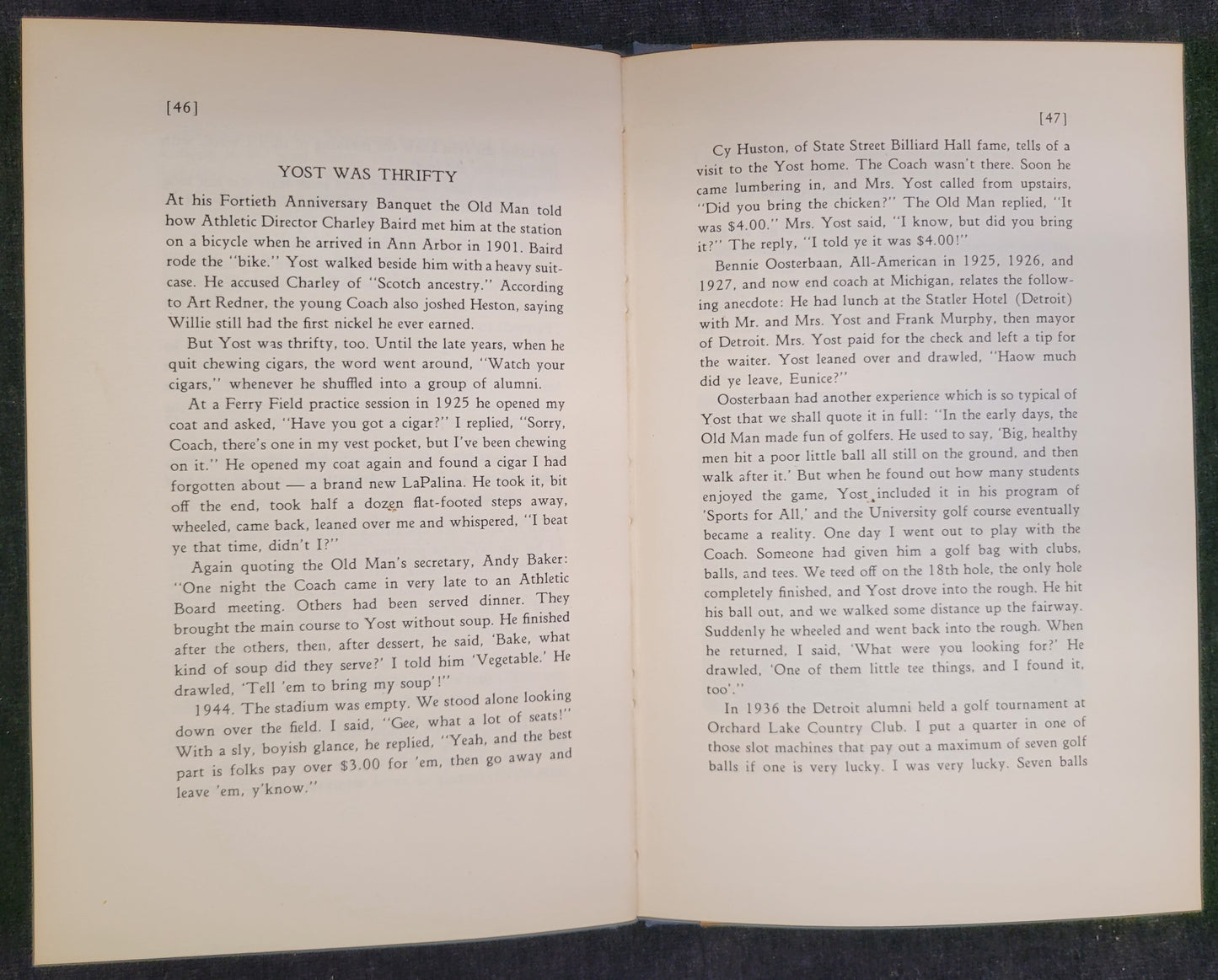 "Hurry Up" Yost  In Story and Song by J. Fred Lawton - Michigan University Football Book 1947
