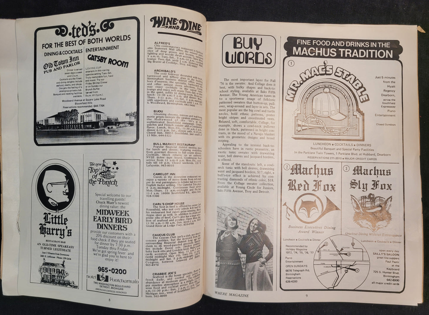 "Where" Travel Magazine - Detroit, Michigan - 1976