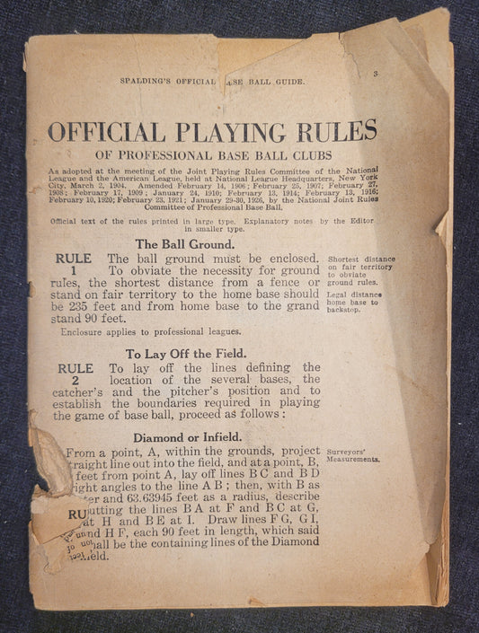 Spalding Official Baseball Guide - Missing Cover - 1927