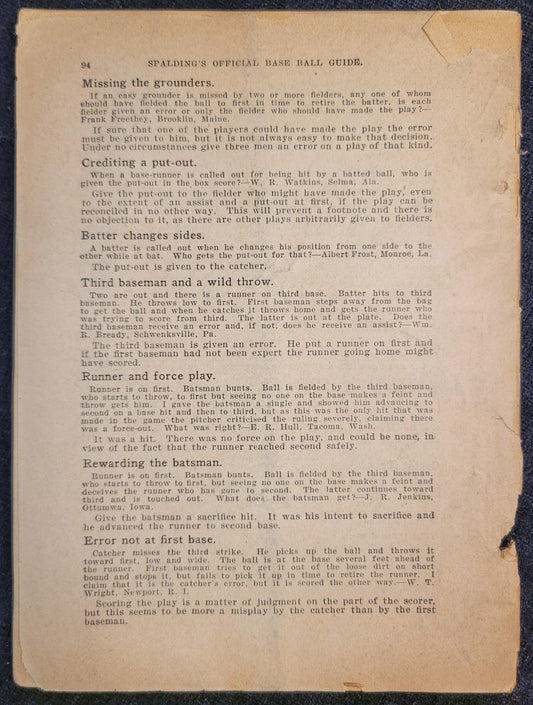 Spalding Official Baseball Guide - Missing Cover - 1927