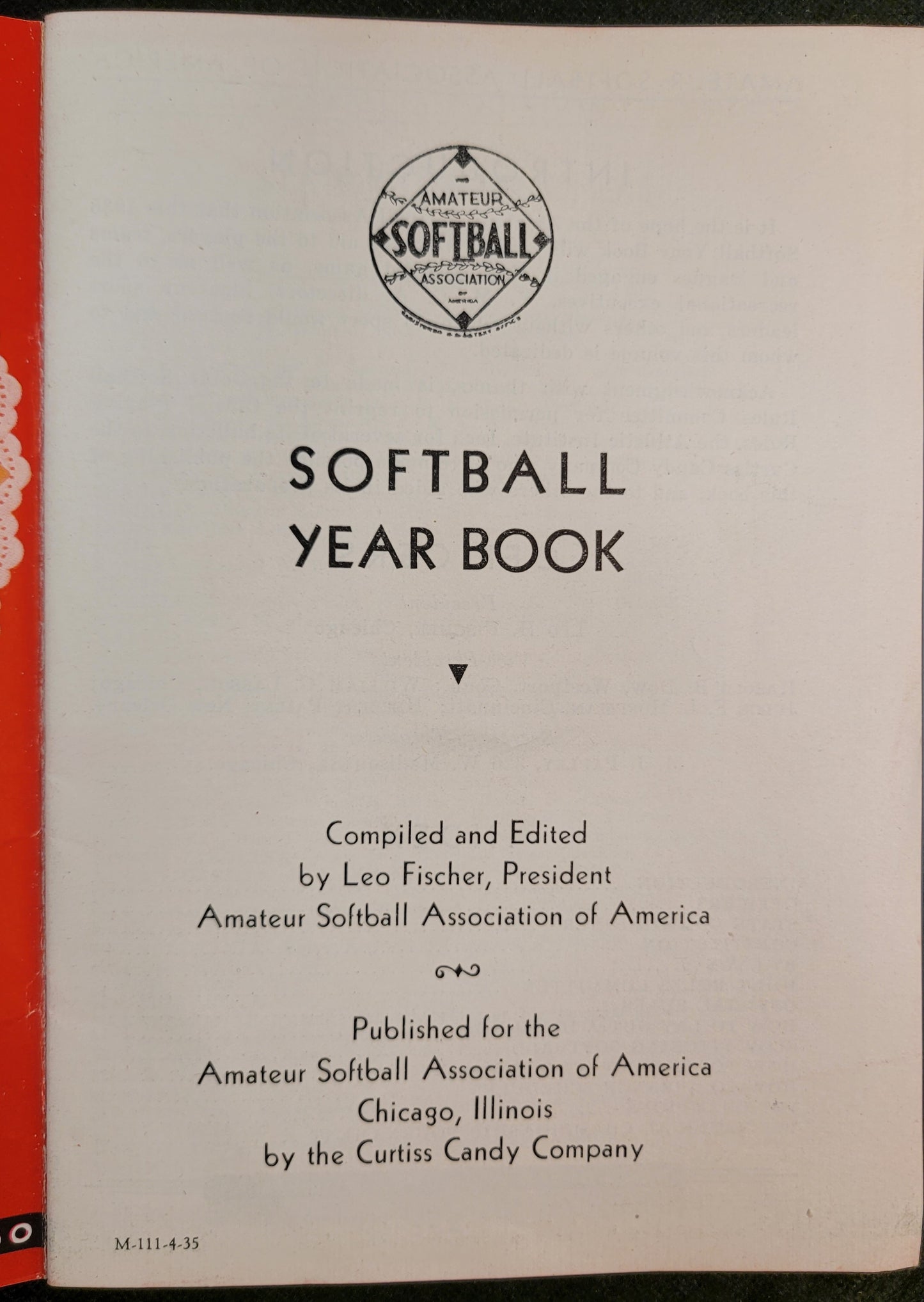 Softball Handbook: Official Rules, Constitutions, By Laws, and Playing HInts - 1935