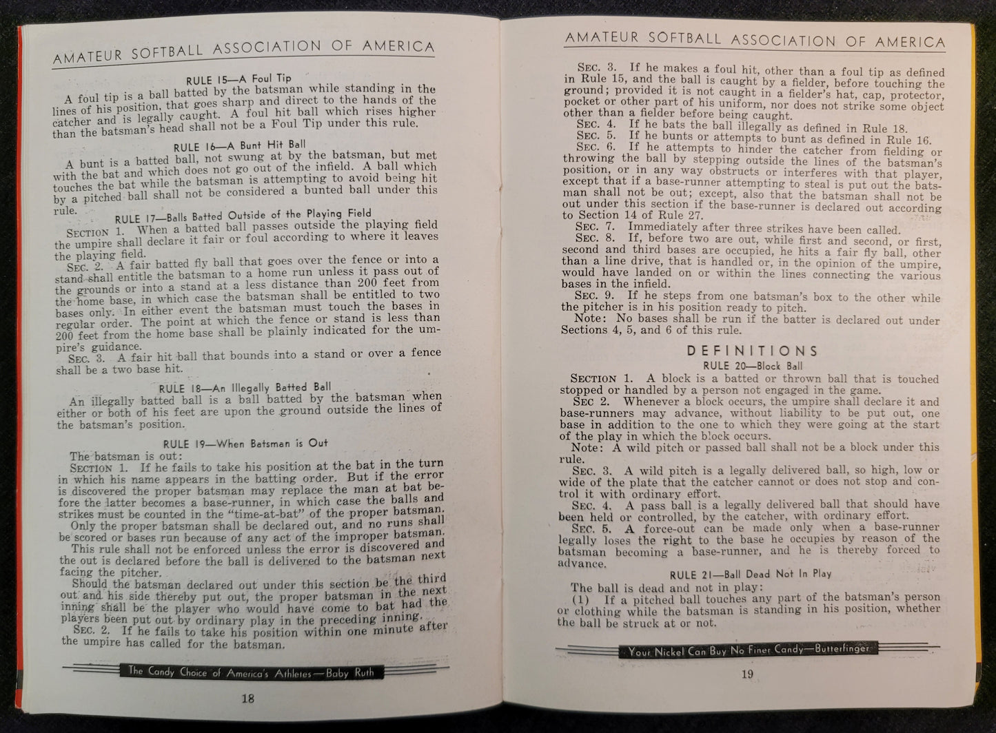 Softball Handbook: Official Rules, Constitutions, By Laws, and Playing HInts - 1935