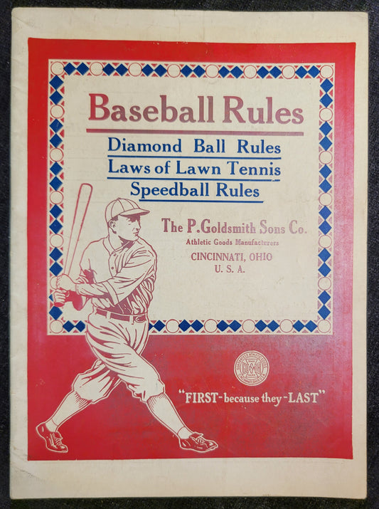 Goldsmith & Sons - Official Baseball Rules -1928