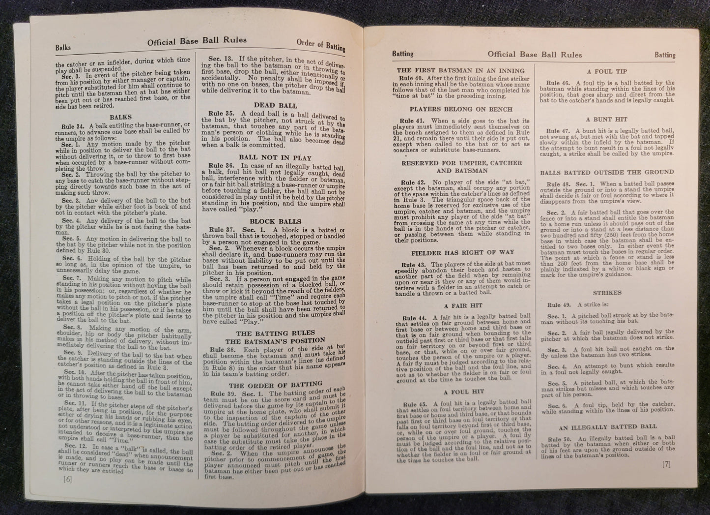 Goldsmith & Sons - Official Baseball Rules -1928