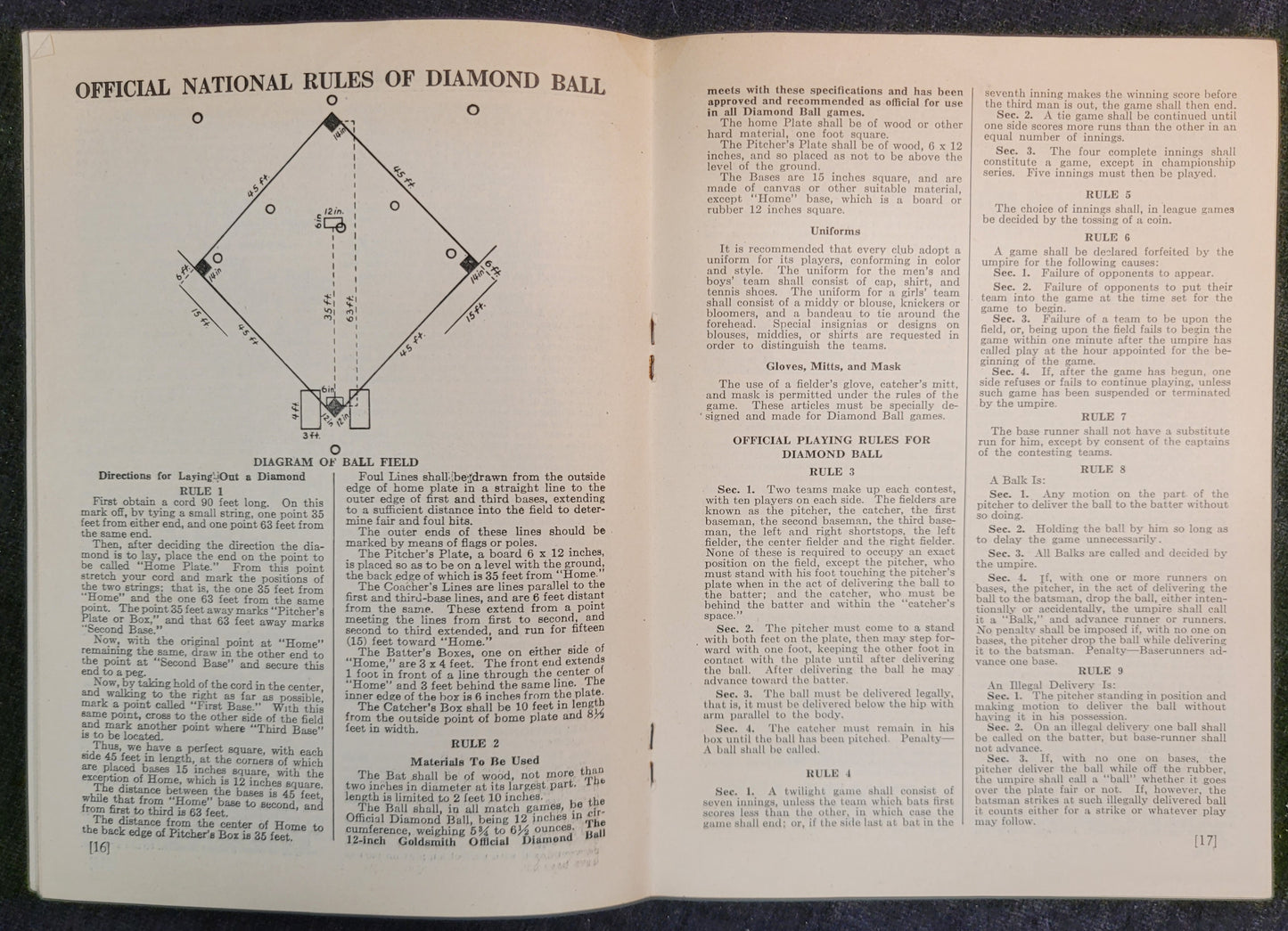 Goldsmith & Sons - Official Baseball Rules -1928