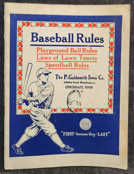 Goldsmith & Sons - Official Baseball Rules -1929