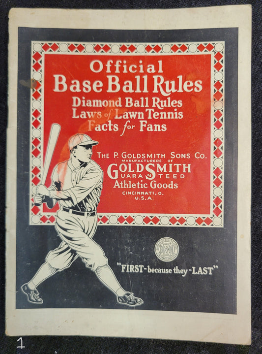Goldsmith & Sons - Official Baseball Rules -1926 **Two In Stock!!**