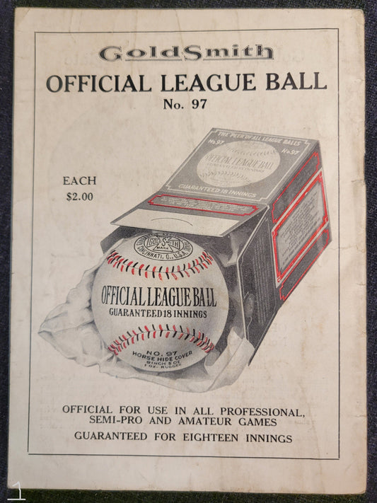 Goldsmith & Sons - Official Baseball Rules -1926 **Two In Stock!!**