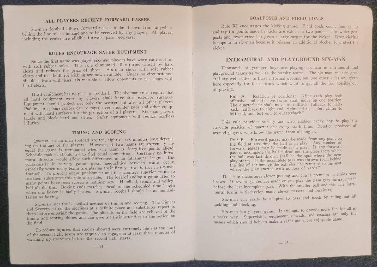 Official Rules: Six-Man Football - 1939