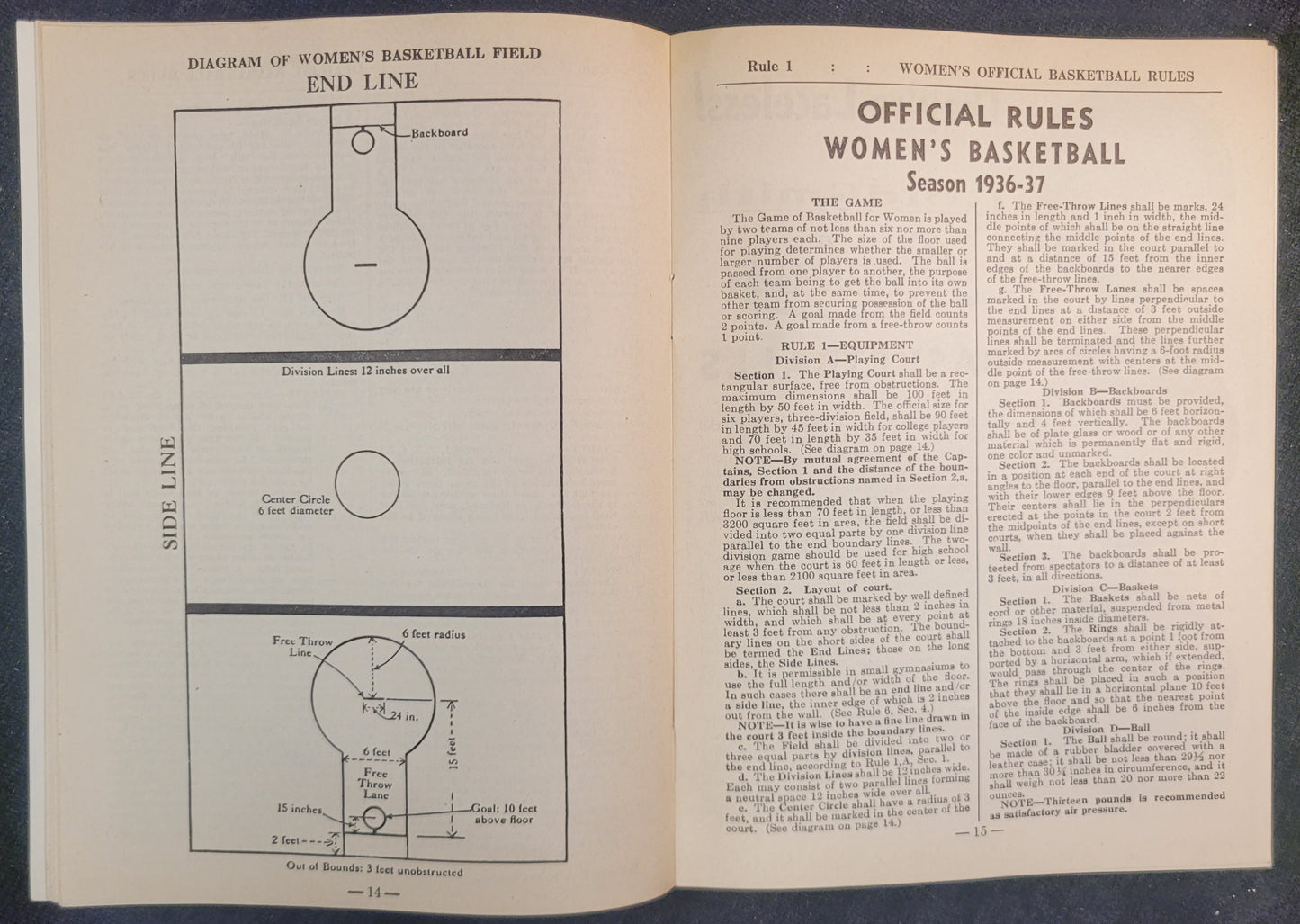 Goldsmith Official Rules for Basketball and Volleyball - Season 1936-37
