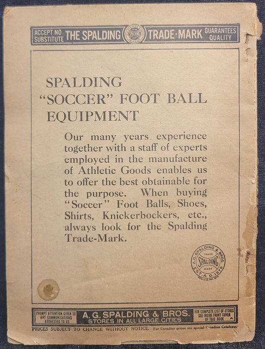 Spalding's How To Play "Soccer" - Missing Cover - 1920