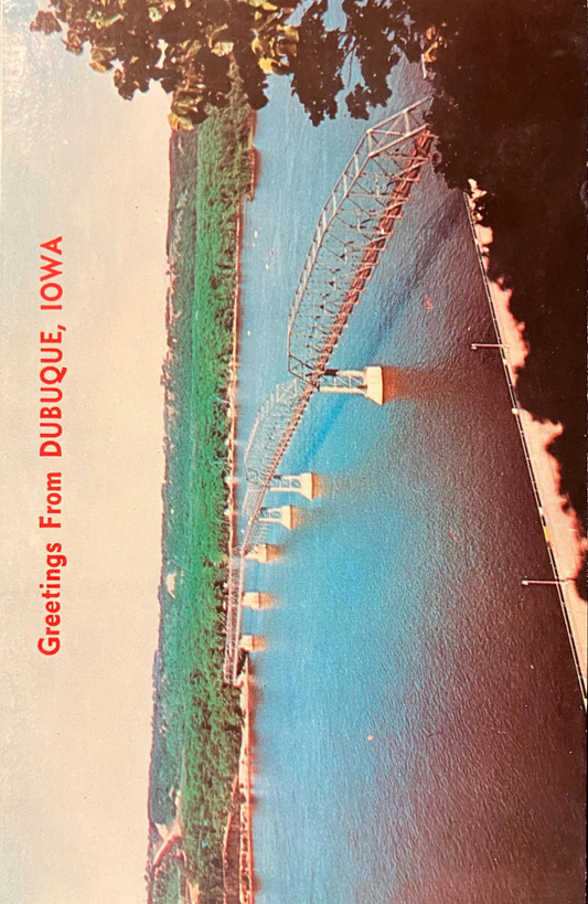 Greetings From Dubuque, Iowa - Vintage Bridge Postcard