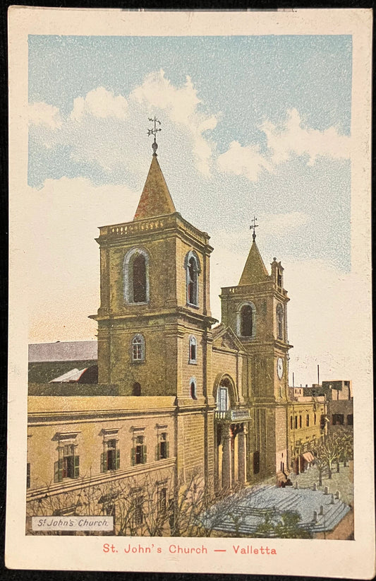 St. John’s Church - Valleta - Vintage Maltese Postcard