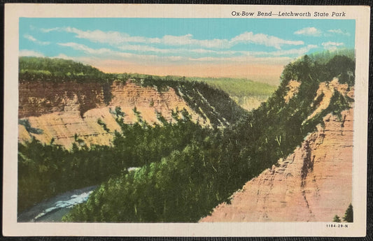 Ox-Bow Bend - Letchworth State Park, New York - Vintage Postcard