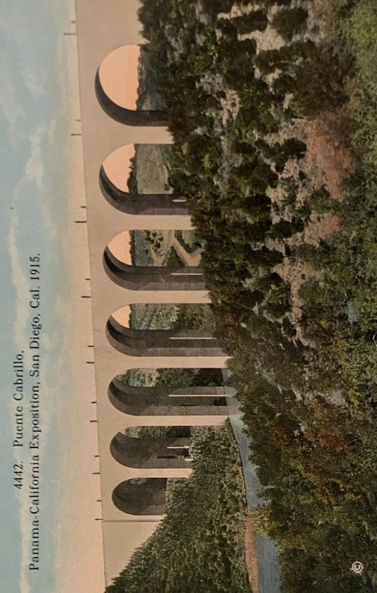 Puente Cabrillo Panama-California Exposition, San Diego, California. 1915 - Vintage Bridge Postcard - High Bridge over valley