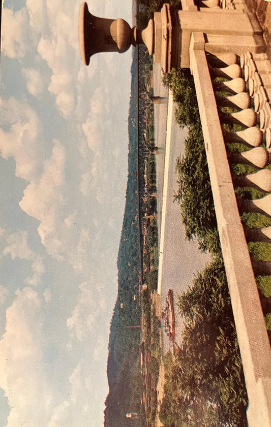 Allegheny River and Highland Park Bridge - Pittsburgh, Pennsylvania -by Paul M. Penney -Vintage Pittsburgh Postcard- River Cargo Carriers -