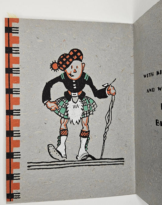 Scottish Birthday Card - "It's Time Na Doot To Come Along" -  Vintage 1940s Birthday Card