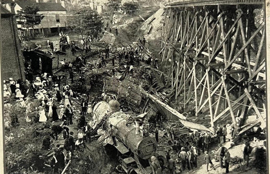 Wreck of the "Old 97" - September 27, 1903 - Denville, Virginia - Black and White Postcard