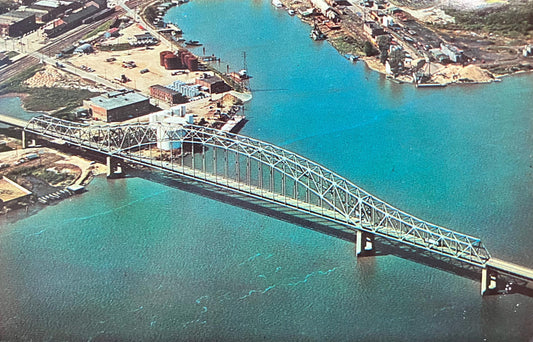 Julien Dubuque Bridge - Dubuque Iowa - Color by Jim Shaffer - Vintage Bridge Postcard