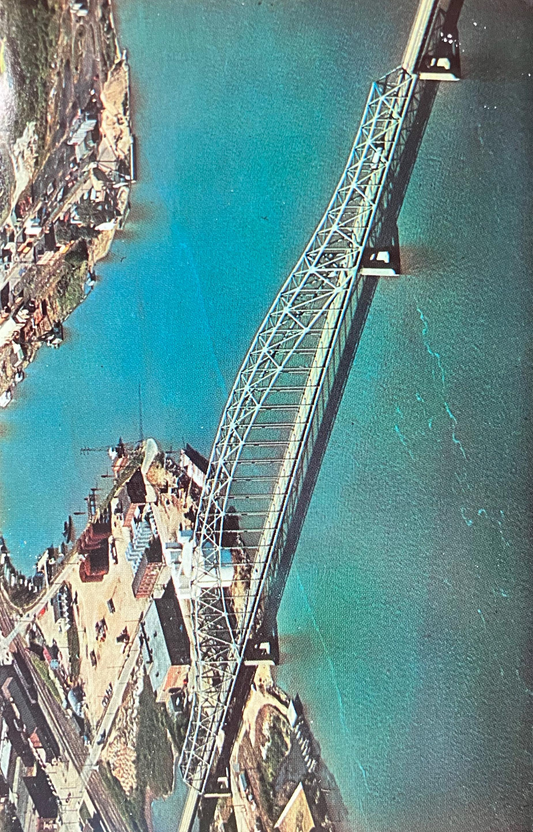 Julien Dubuque Bridge - Dubuque Iowa - Color by Jim Shaffer - Vintage Bridge Postcard