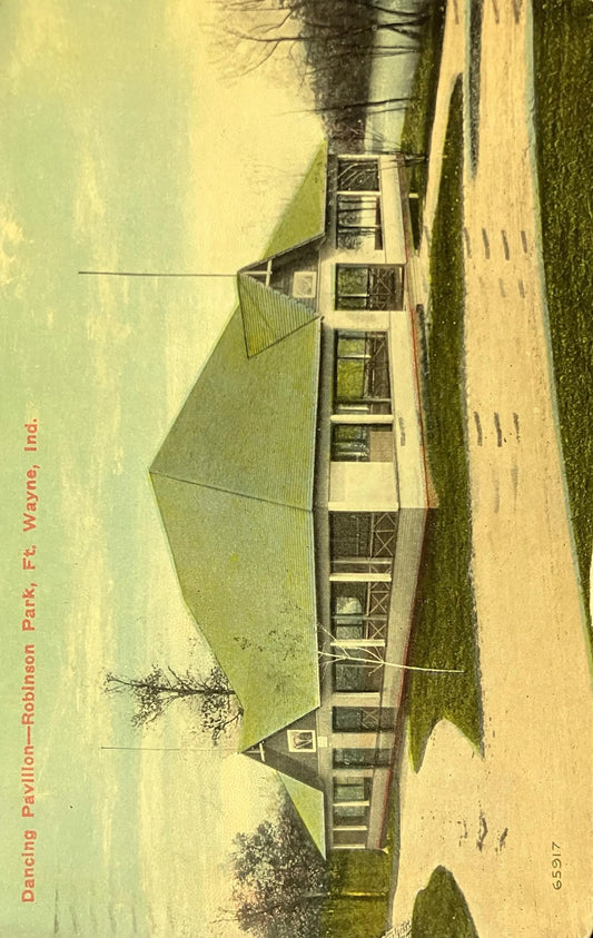 Dancing Pavilion in 1910 - Robinson Park, Ft. Wayne, Indiana - Vintage Indiana Postcard - Open-air Lakeside Pavillion
