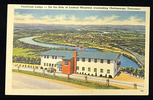 PanOram Lodge- On the Side of Lookout Mountain overlooking Chattanooga, Tennessee- Vintage Postcard