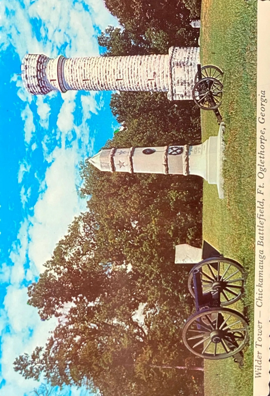 Wilder Tower - Chickamauga Battlefield - Ft. Oglethorpe, Georgia - Photo: Walter Cline - Vintage Battlefield Postcard
