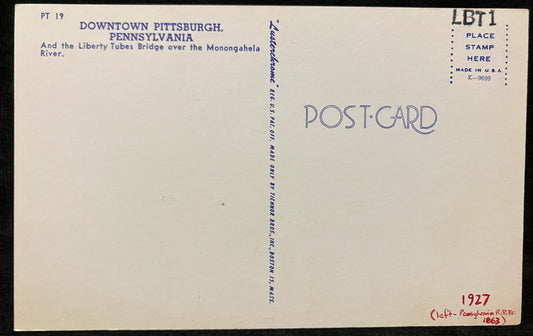 Downtown Pittsburgh, Pennsylvania - Vintage Postcard