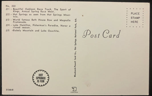 Greetings from Hot Springs National Park, Arkansas. - Where The World Bathes & Plays - Vintage Postc