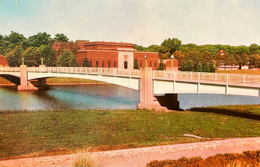 Memorial Union Footbridge - Fine Arts Building - Iowa State University - Iowa City, Iowa - Vintage Postcard