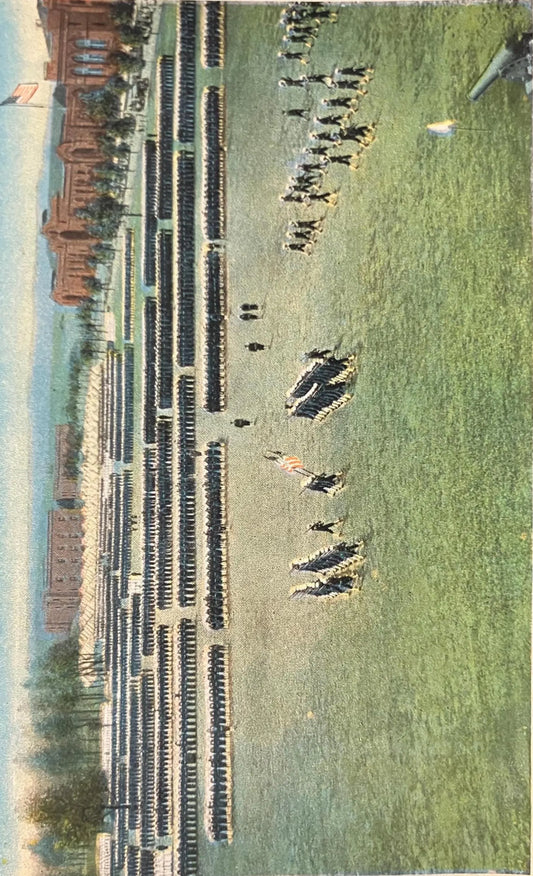 Passing Review. - U. S. Naval Training Station, Great Lakes, Illinois - Vintage Navy Postcard