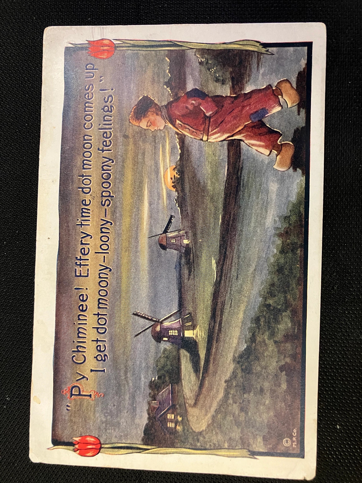 Py Chiminee! Effery time dot moon comes up I get dot moony-loony-spoony feelings! - Berlin Kids - Funny Vintage Postcard