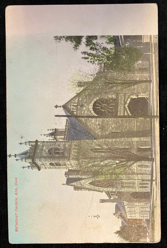 Methodist Church, Ada, Ohio - Vintage Postcard