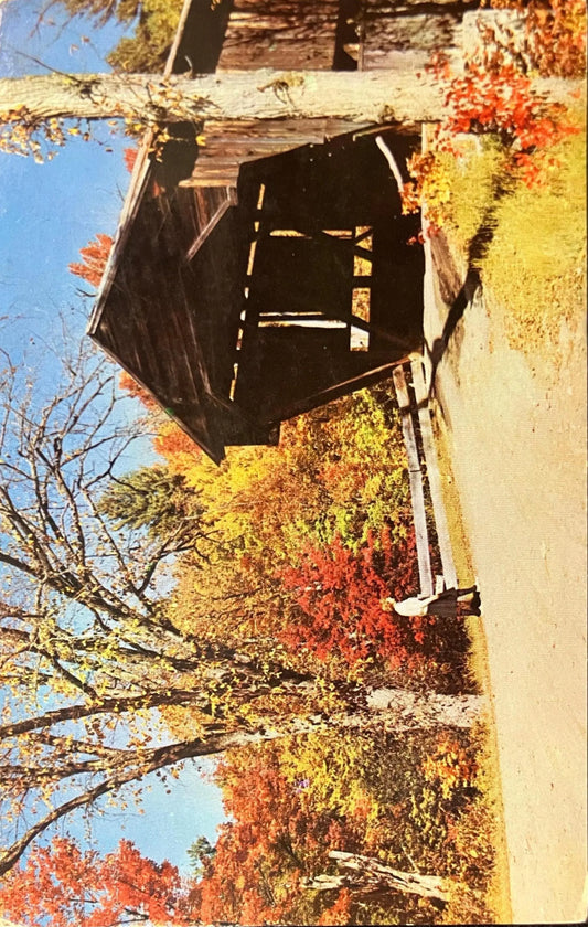 Durgin Bridge in North Sandwich, New Hampshire - Vintage Covered Bridge Postcard - Autumn Photo