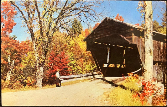 Durgin Bridge in North Sandwich, New Hampshire - Vintage Covered Bridge Postcard - Autumn Photo