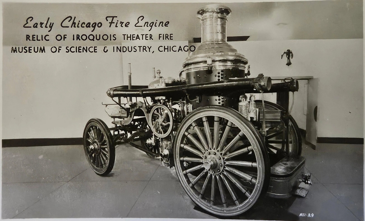 PR? & Description - RPPC - Early Chicago Fire Engine - Vintage Photo Postcard